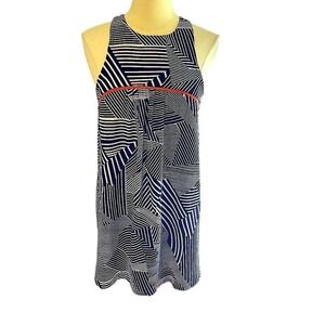 THML Navy Blue & White Sleeveless Mini Dress, Small‎